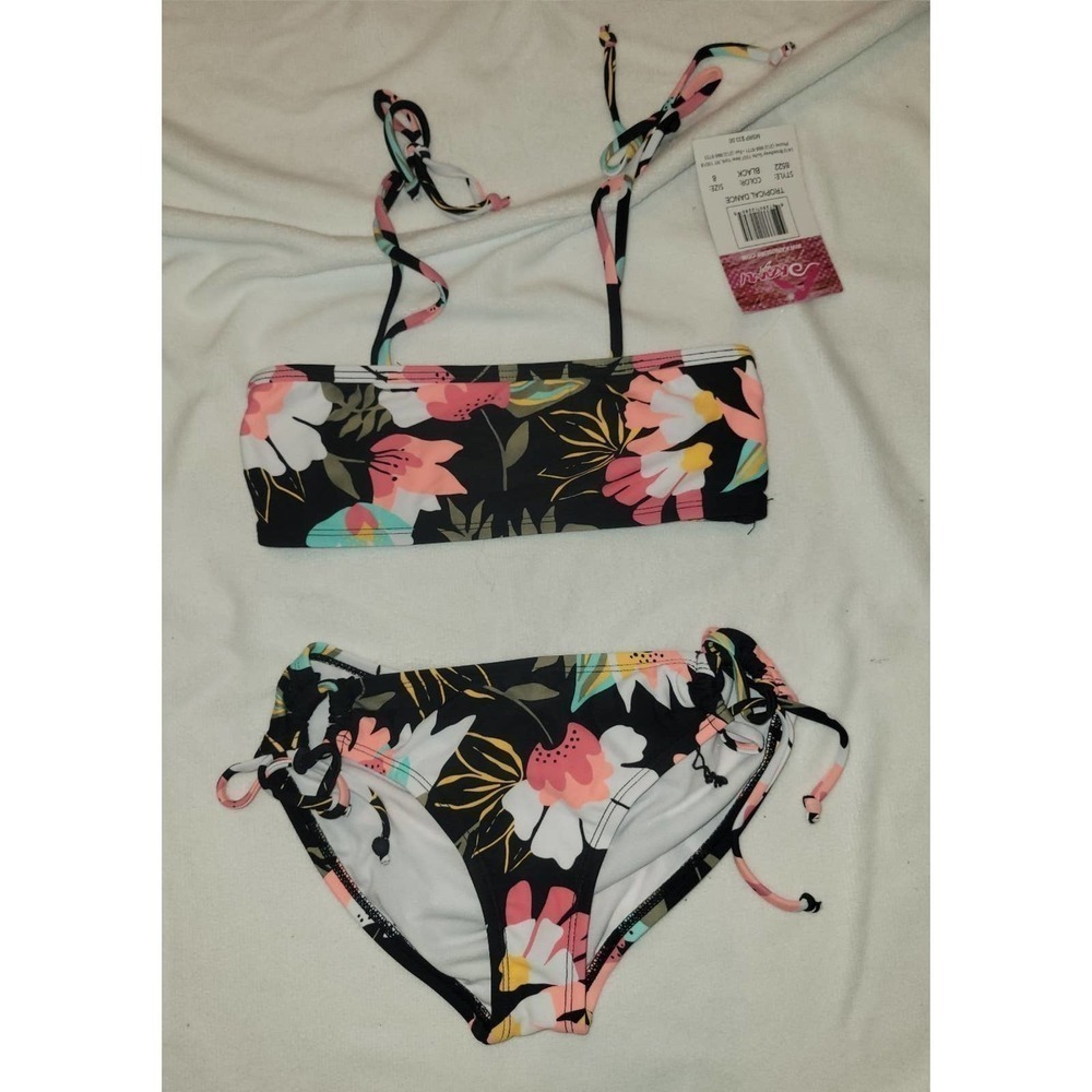 NWT Bikini size 8 youth girls floral tropical Kanu surf